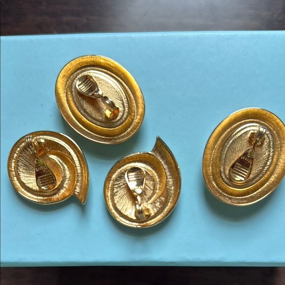 Monet Gold and Black clip on Earrings Collection - Picture 2 of 4